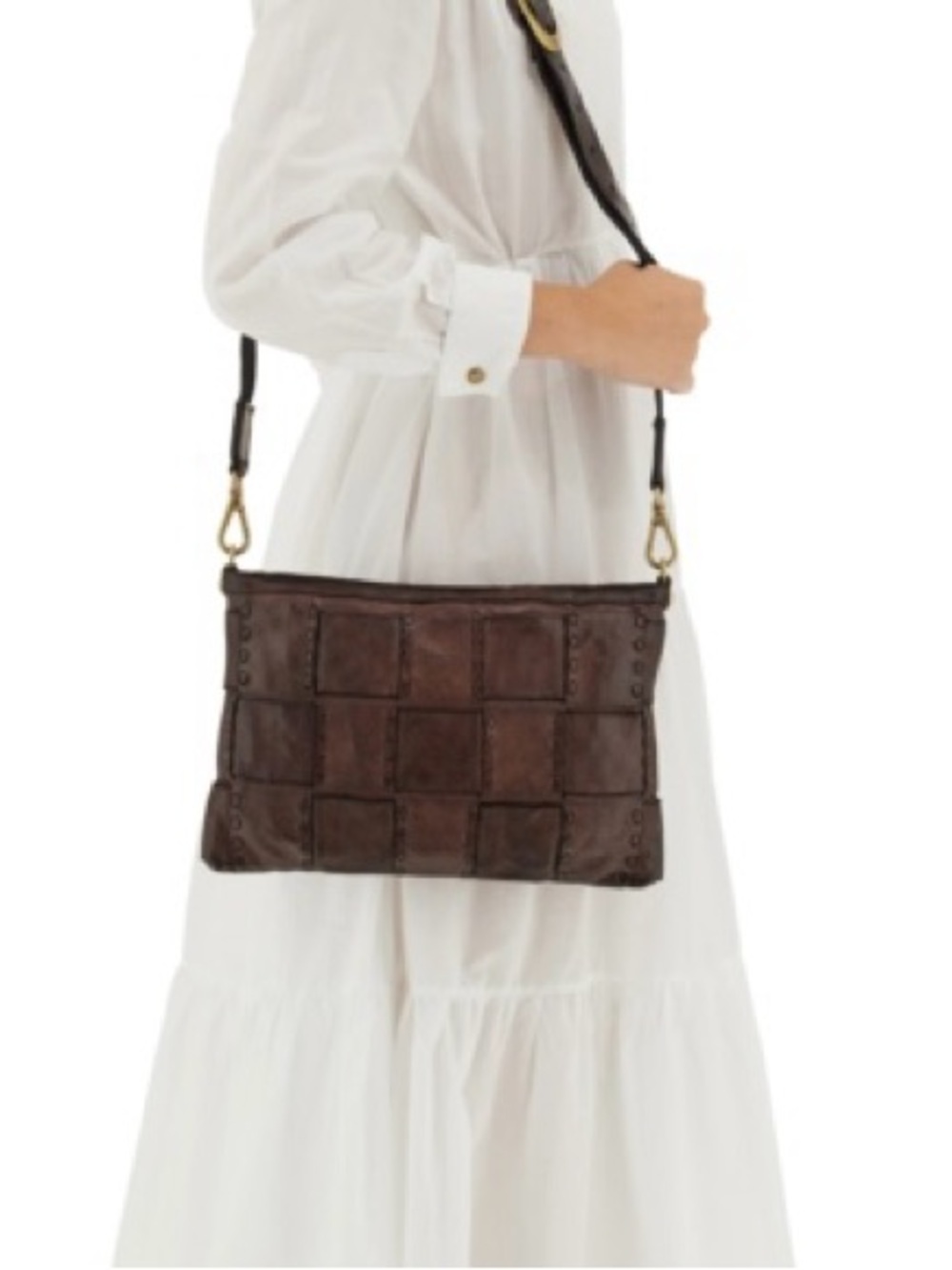 Campomaggi Crossbody bag "Edera" in dark brown woven leather - Picture 2 of 12